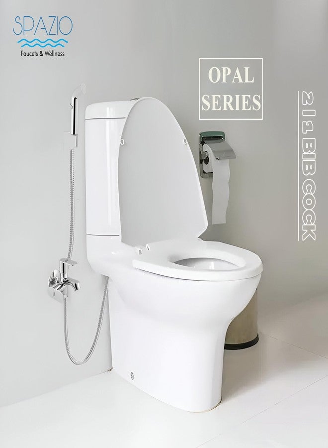 SPAZIO صنبور سبازيو أوبال سيريز نحاسي ثنائي الاتجاه | صنبور 2 في 1 (عبوة من قطعة واحدة) للحمام والمطبخ، مطلي بالكروم والفضة، صنبور مزدوج الكوع (نوع التثبيت على الحائط) - Image 5